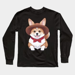 Cute Cowboy Corgi Long Sleeve T-Shirt